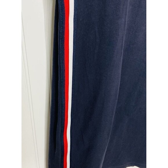 Tommy Hilfiger Womens Y2K T-shirt Racing Stripe Nautical Navy White Red Dress-LG - Picture 3 of 13